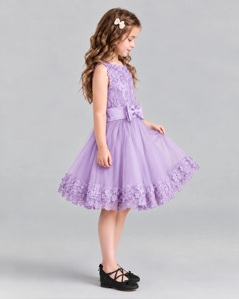 Lilac A-line Girls Formal Dresses Side