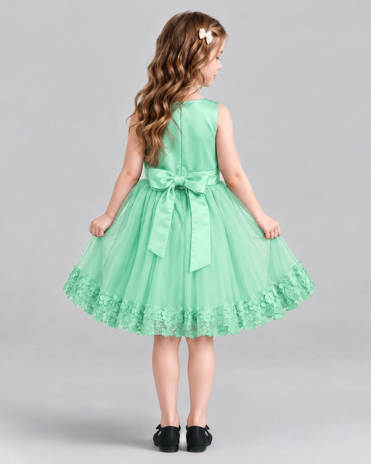 Mint Green A-line Girls Formal Dresses Back