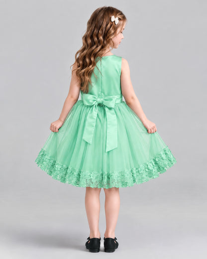 Mint Green A-line Girls Formal Dresses Back