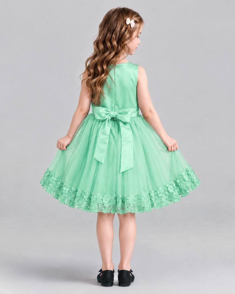 Mint Green A-line Girls Formal Dresses Back