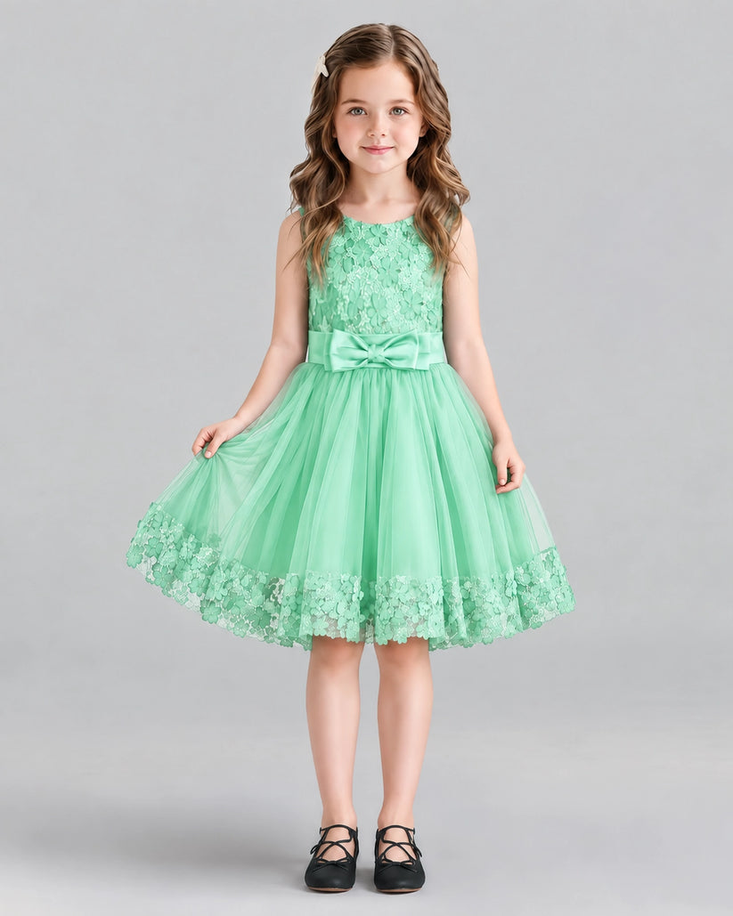 Mint Green A-line Girls Formal Dresses Front