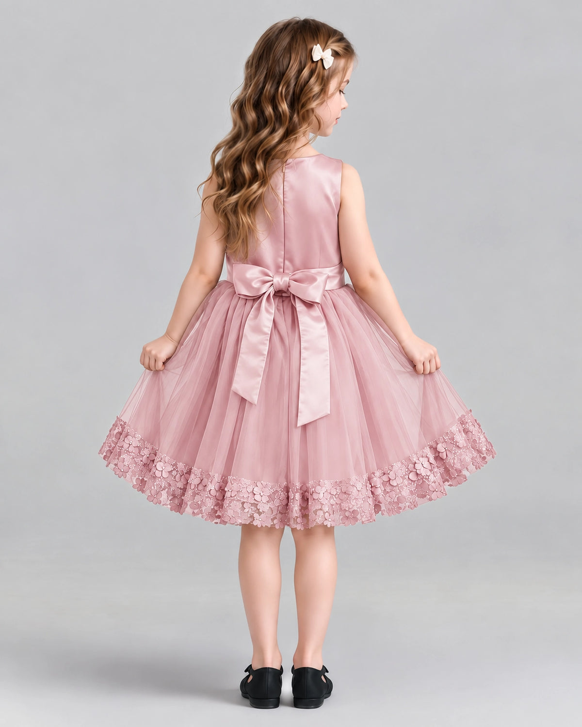 Pink A-line Girls Formal Dresses Back