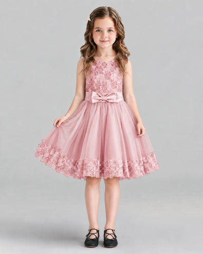 Pink A-line Girls Formal Dresses Front