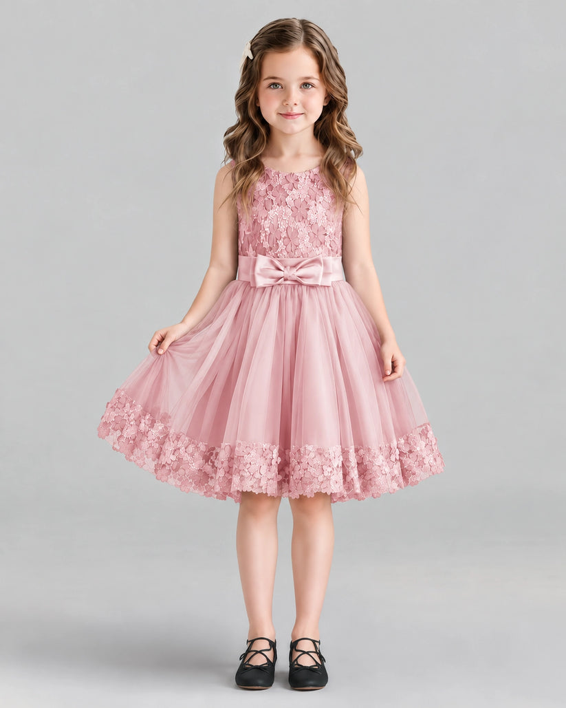 Pink A-line Girls Formal Dresses Front