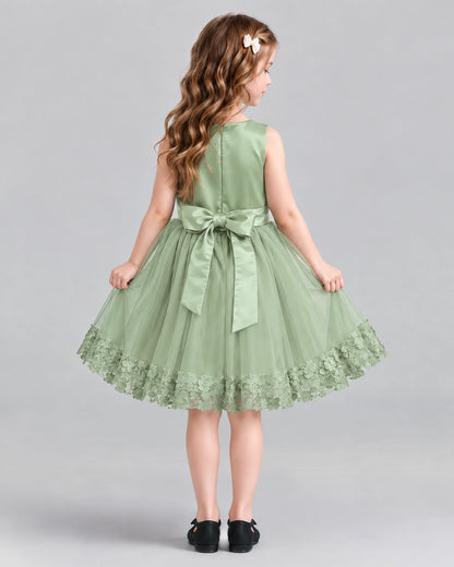 Sage Green A-line Girls Formal Dresses Back