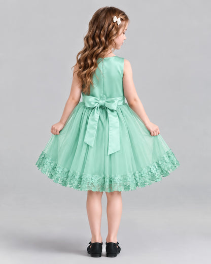 Turquoise A-line Girls Formal Dresses Back