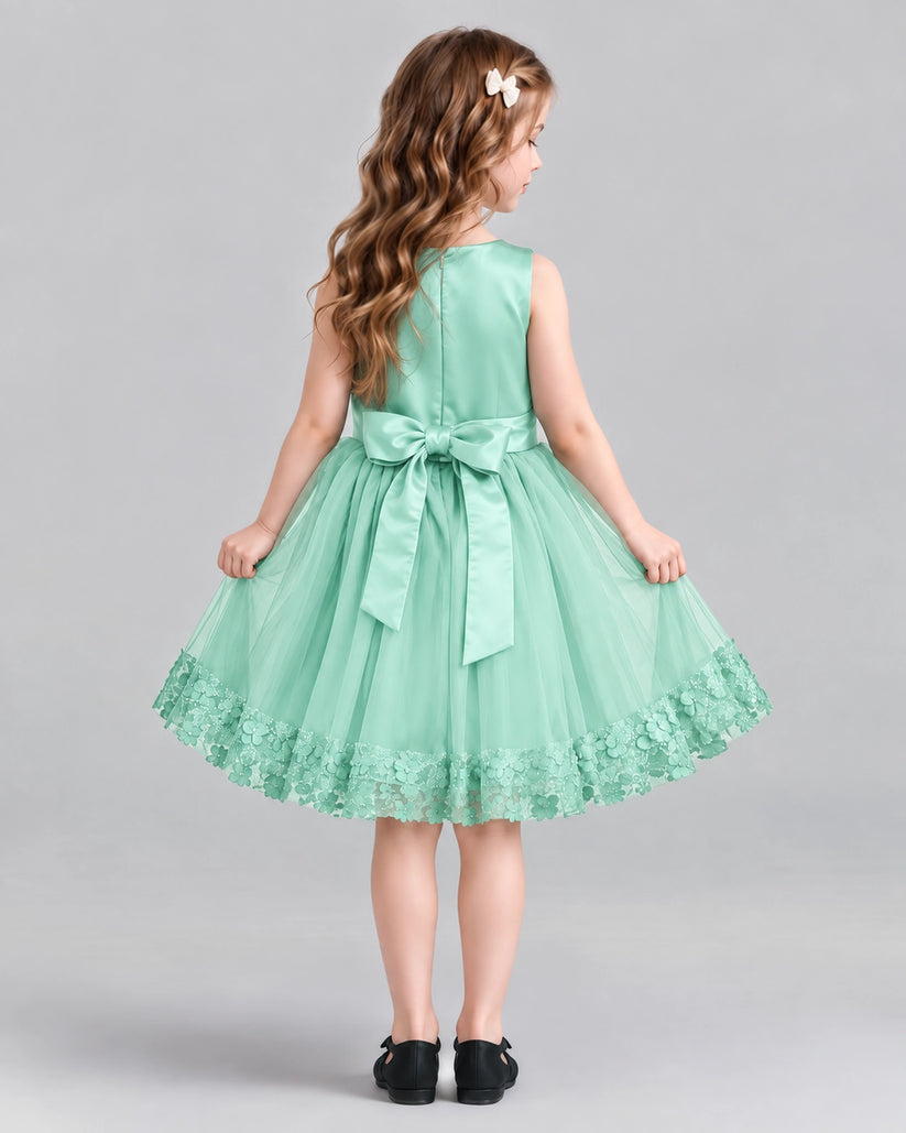 Turquoise A-line Girls Formal Dresses Back