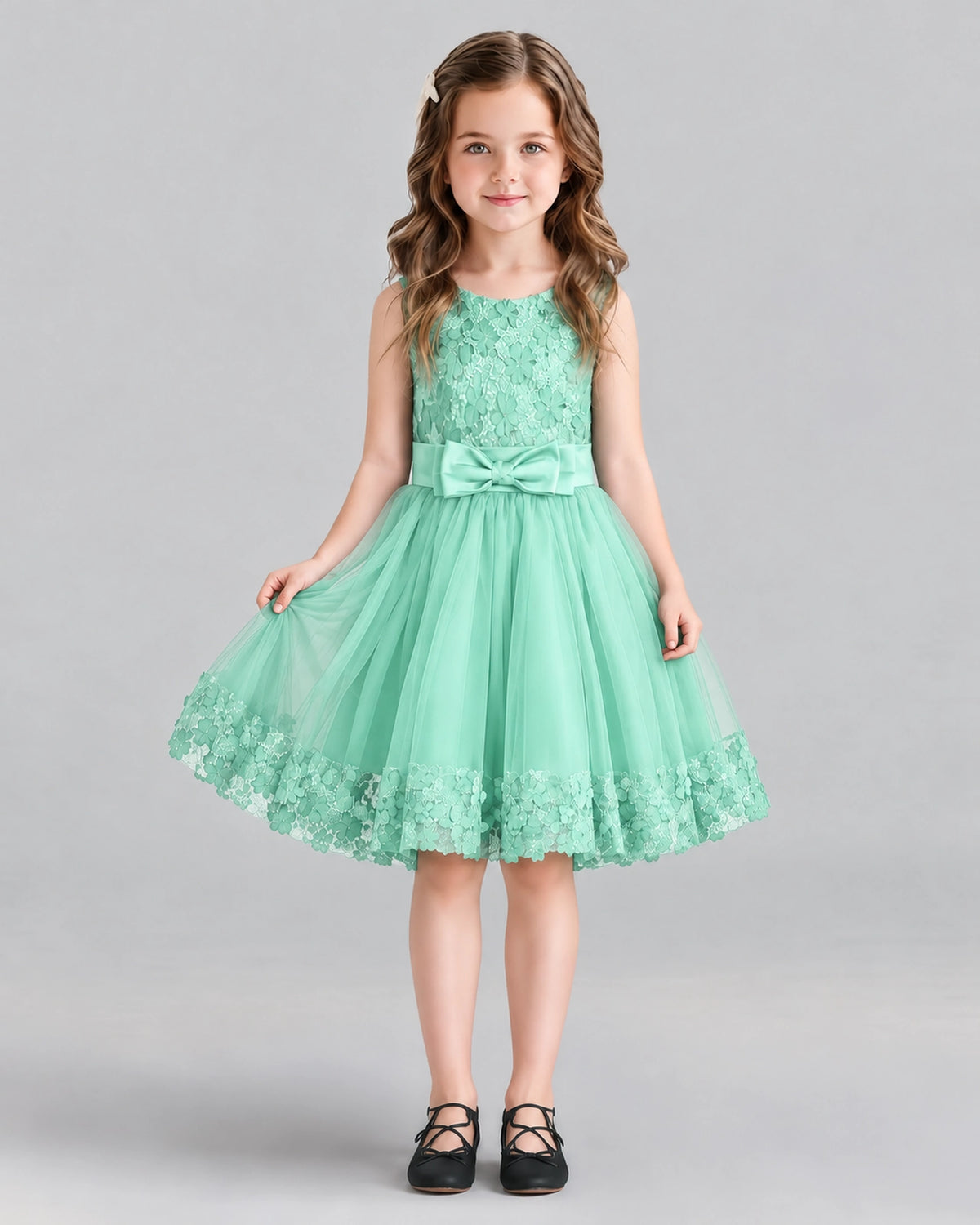 Turquoise A-line Girls Formal Dresses Front