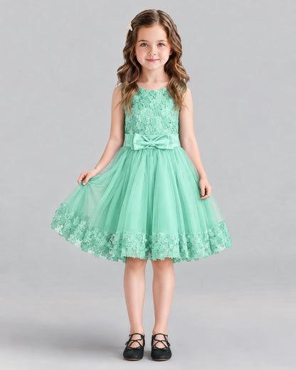 Turquoise A-line Girls Formal Dresses Front