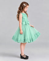 Turquoise A-line Girls Formal Dresses Side