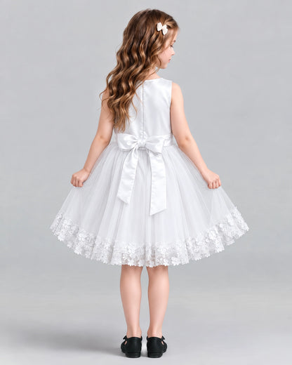 White A-line Girls Formal Dresses Back