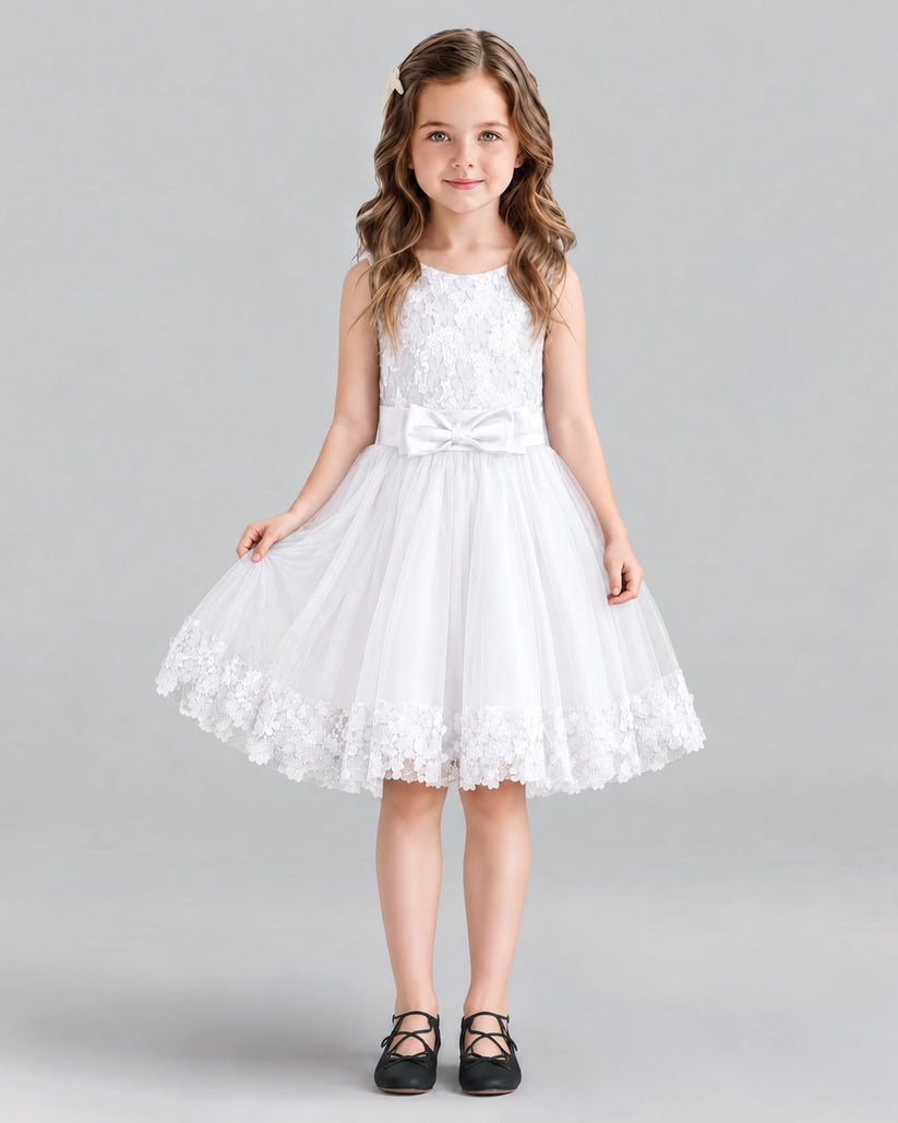 White A-line Girls Formal Dresses Front