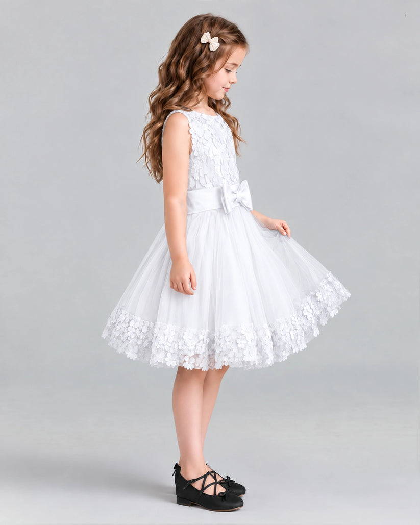White A-line Girls Formal Dresses Side