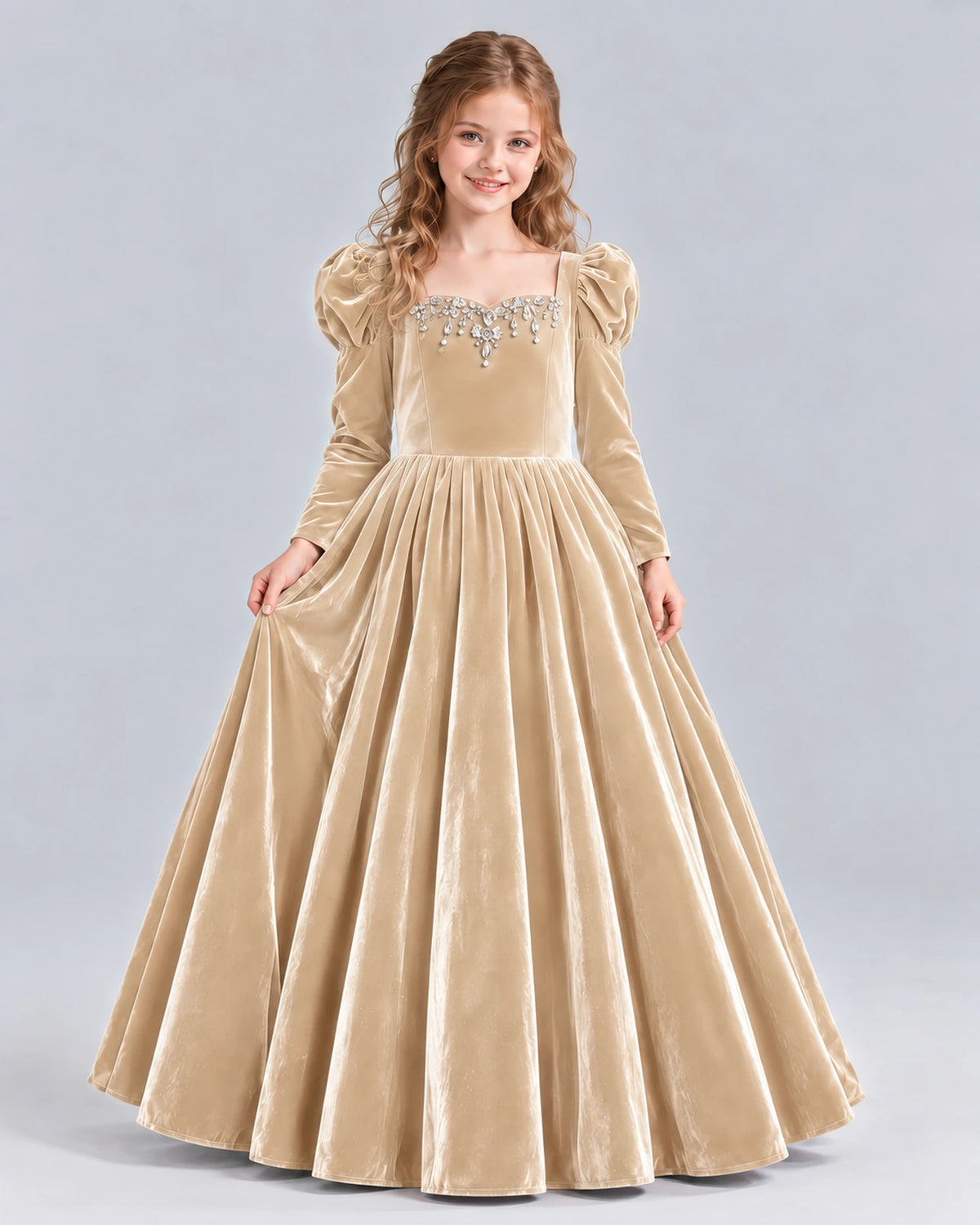 Champagne Ball Gown Girls Formal Dress Front
