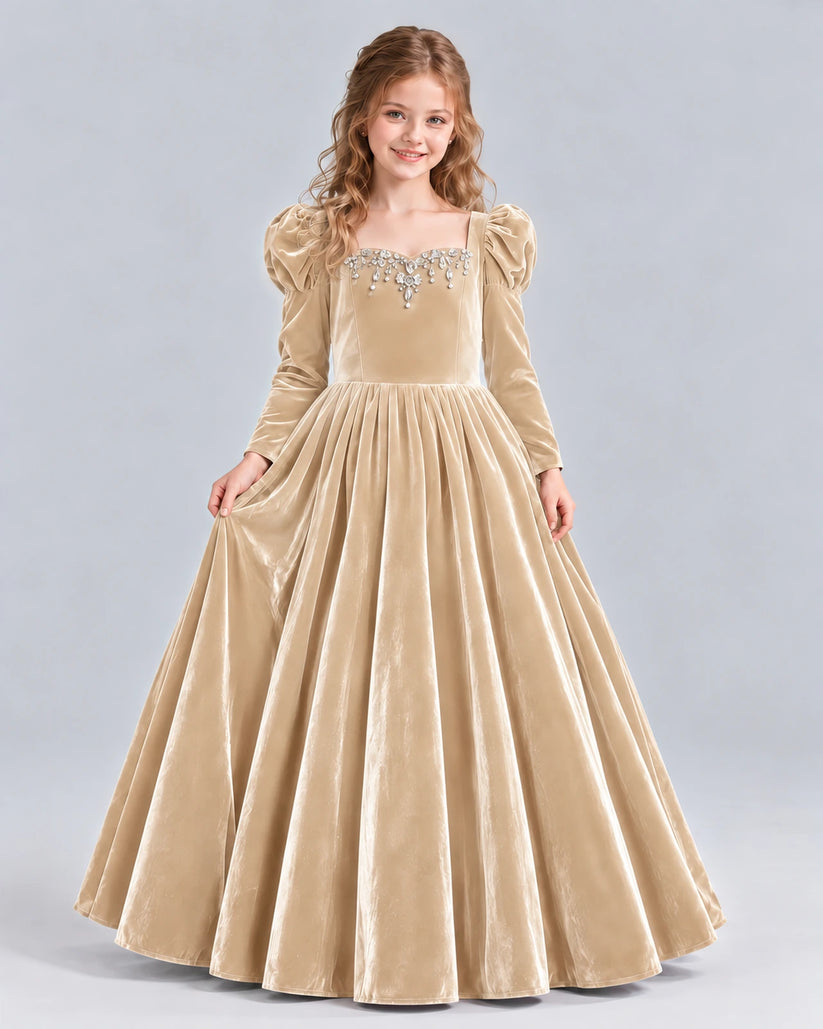 Champagne Ball Gown Girls Formal Dress Front