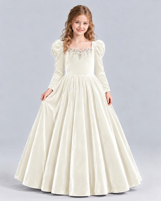 Ivory Ball Gown Girls Formal Dress Front