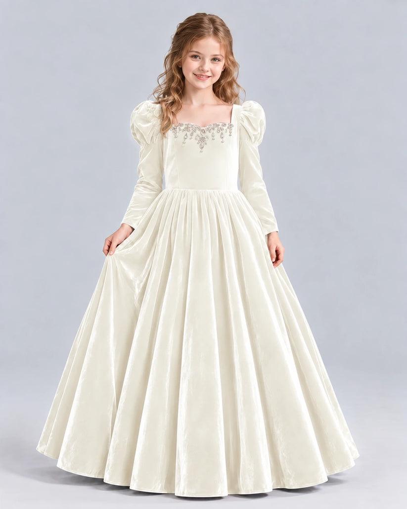 Ivory Ball Gown Girls Formal Dress Front