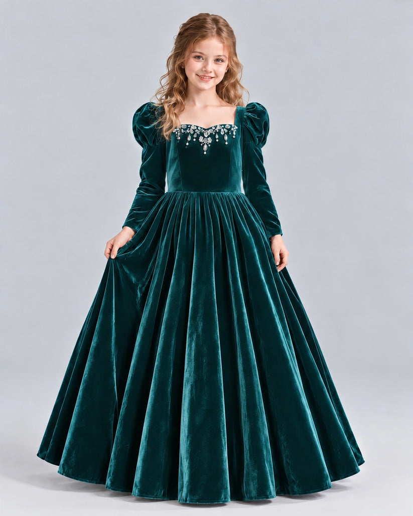 Peacock Ball Gown Girls Formal Dress Front