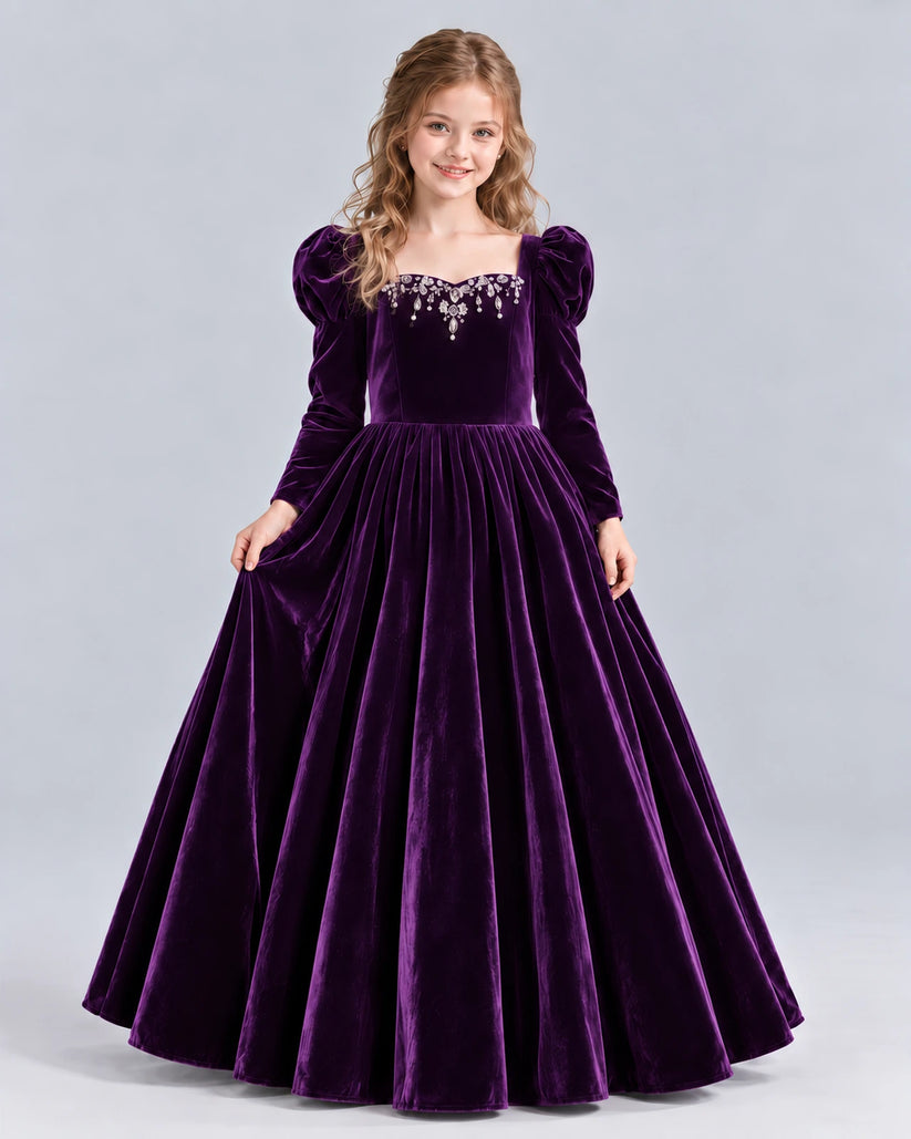 Purple Ball Gown Girls Formal Dress Front