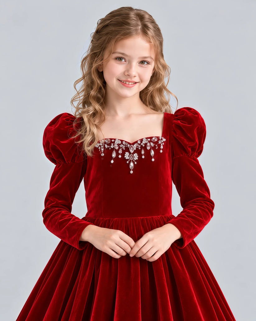 Red Ball Gown Girls Formal Dress Detail [Shared]