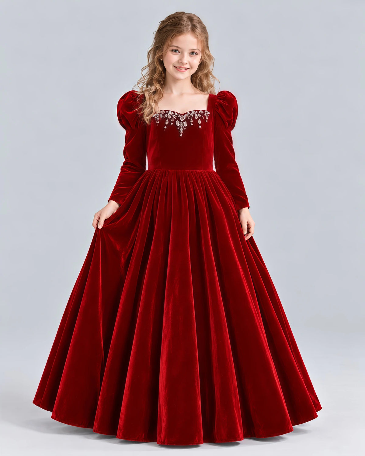 Red Ball Gown Girls Formal Dress Front