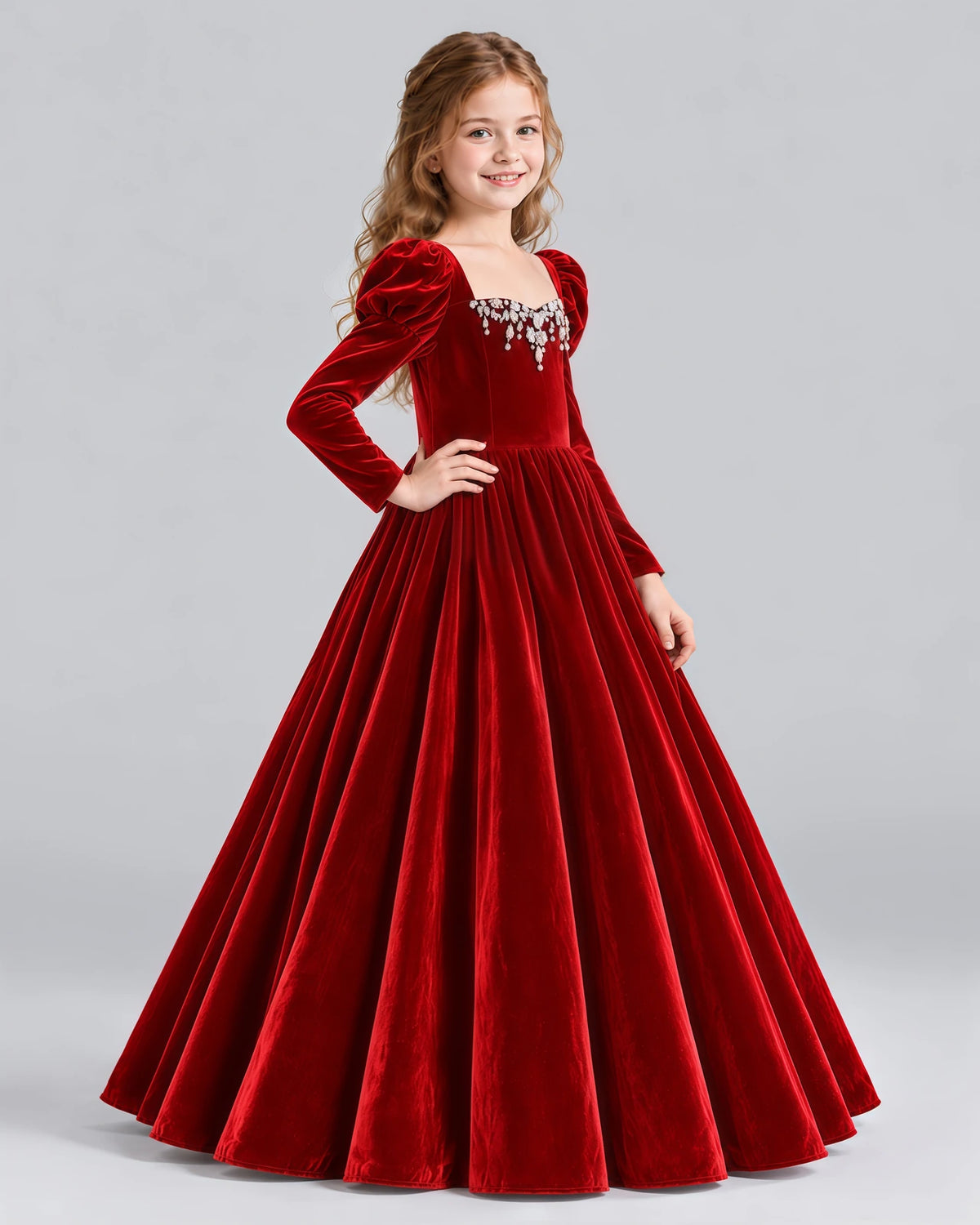 Red Ball Gown Girls Formal Dress Side [Shared]