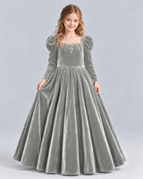 Silver Ball Gown Girls Formal Dress Front