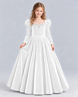 White Ball Gown Girls Formal Dress Front