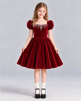 Burgundy A-line Girls Formal Dress Front