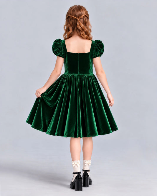 Dark Green A-line Girls Formal Dress Back [Shared]
