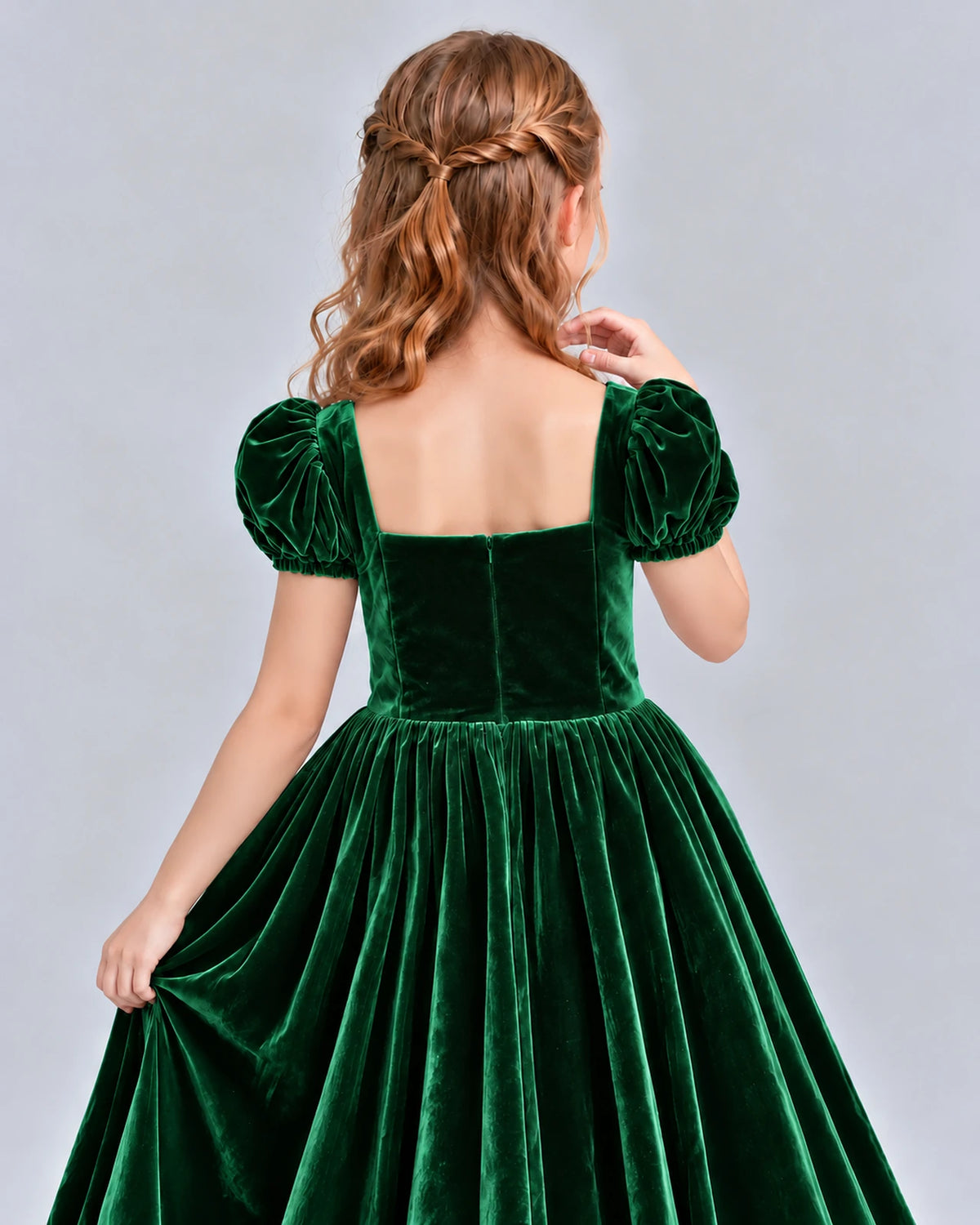 Dark Green A-line Girls Formal Dress Back_Detail [Shared]