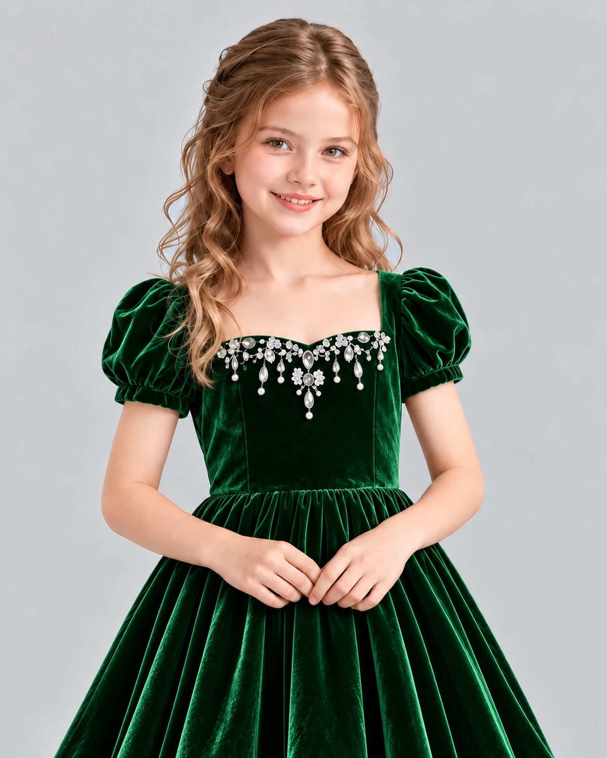 Dark Green A-line Girls Formal Dress Detail [Shared]