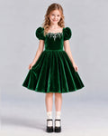 Dideyttawl Beaded Puff Sleeve Dress for Girls Formal Events