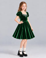 Dark Green A-line Girls Formal Dress Side [Shared]