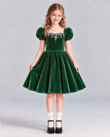 Emerald Green A-line Girls Formal Dress Front