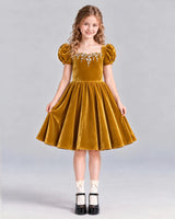 Gold A-line Girls Formal Dress Front