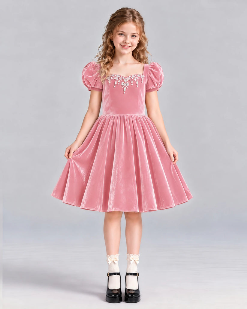 Pink A-line Girls Formal Dress Front