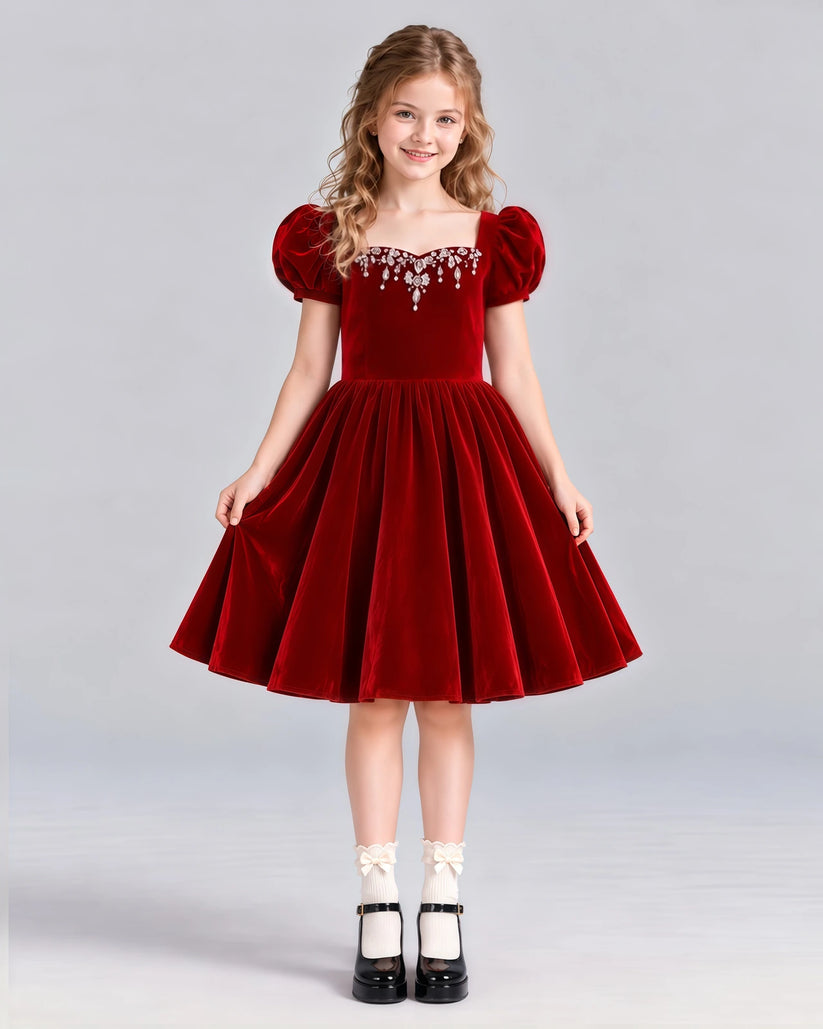 Red A-line Girls Formal Dress Front