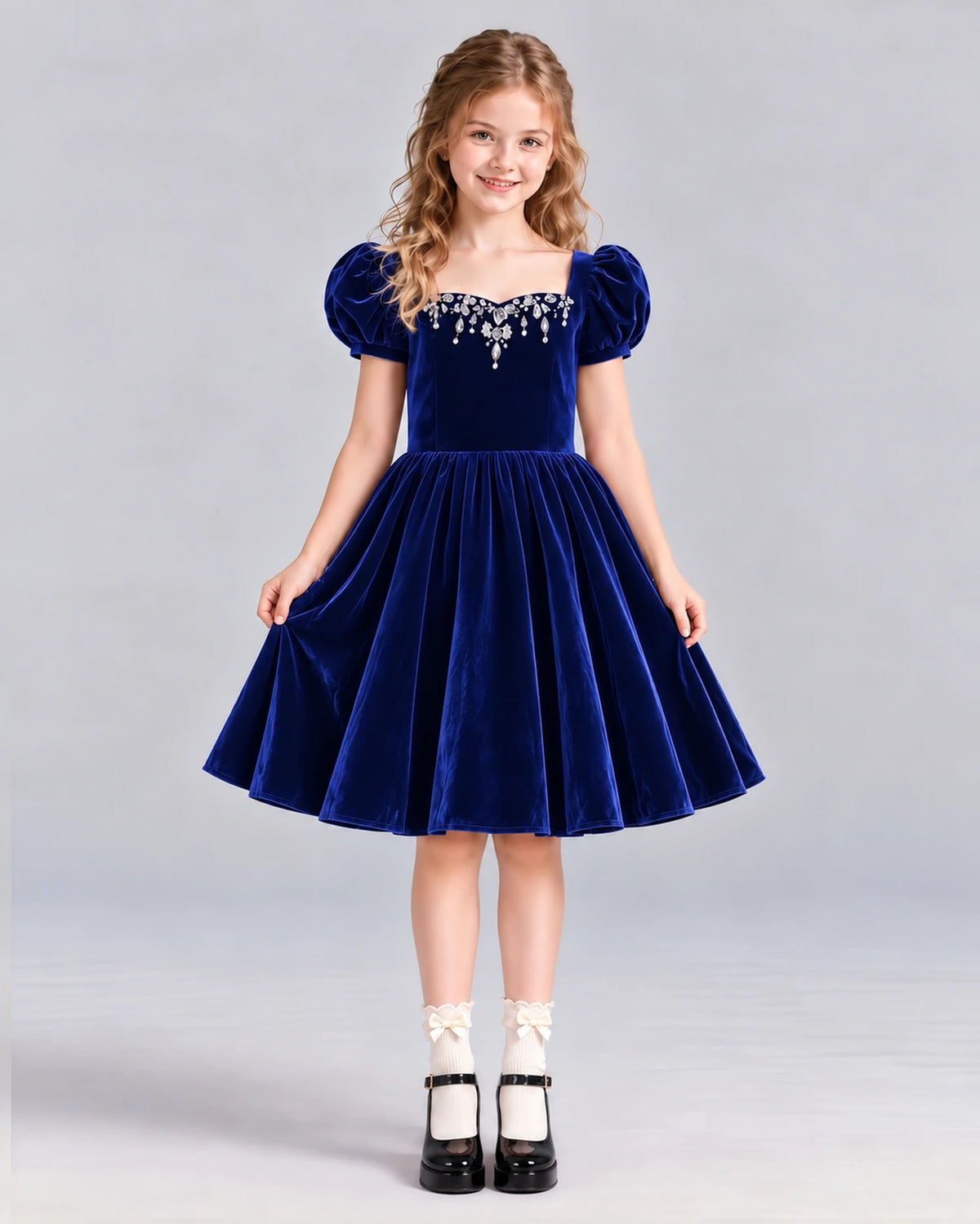 Royal Blue A-line Girls Formal Dress Front