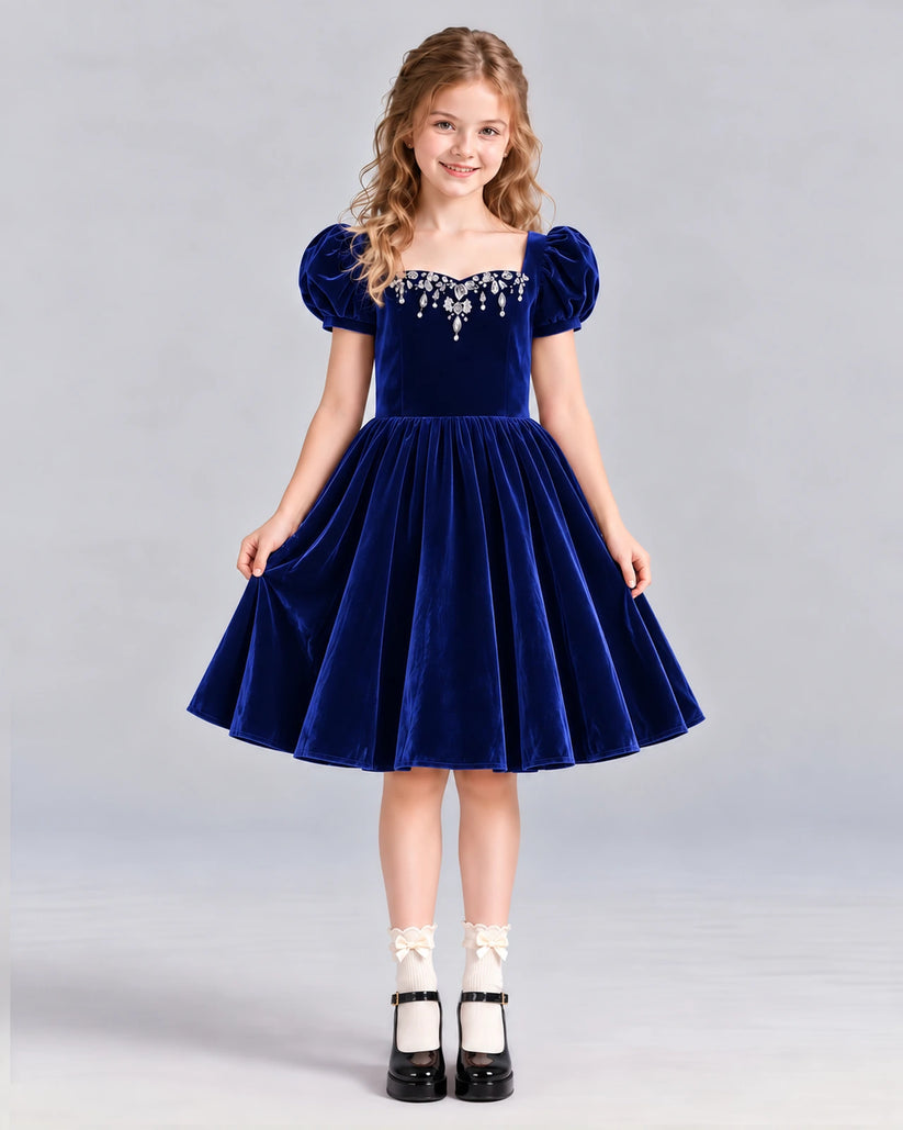 Royal Blue A-line Girls Formal Dress Front