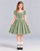 Sage Green A-line Girls Formal Dress Front