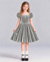 Silver A-line Girls Formal Dress Front