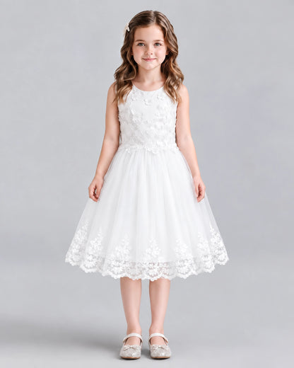 Ivory A-line Flower Girl Dresses Front