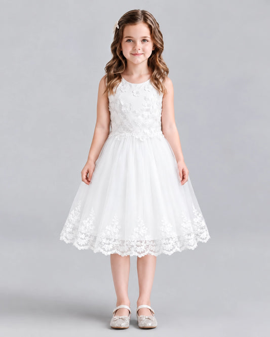 Ivory A-line Flower Girl Dresses Front