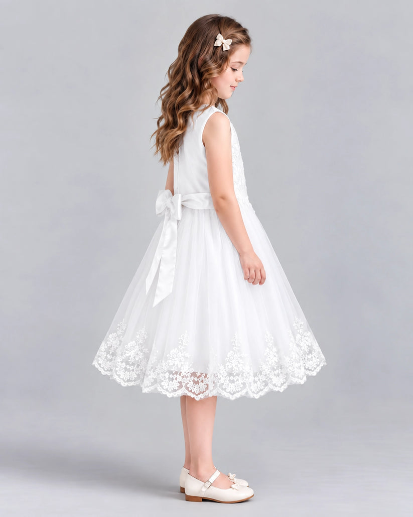 Ivory A-line Flower Girl Dresses Side