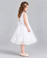 White A-line Flower Girl Dresses Side