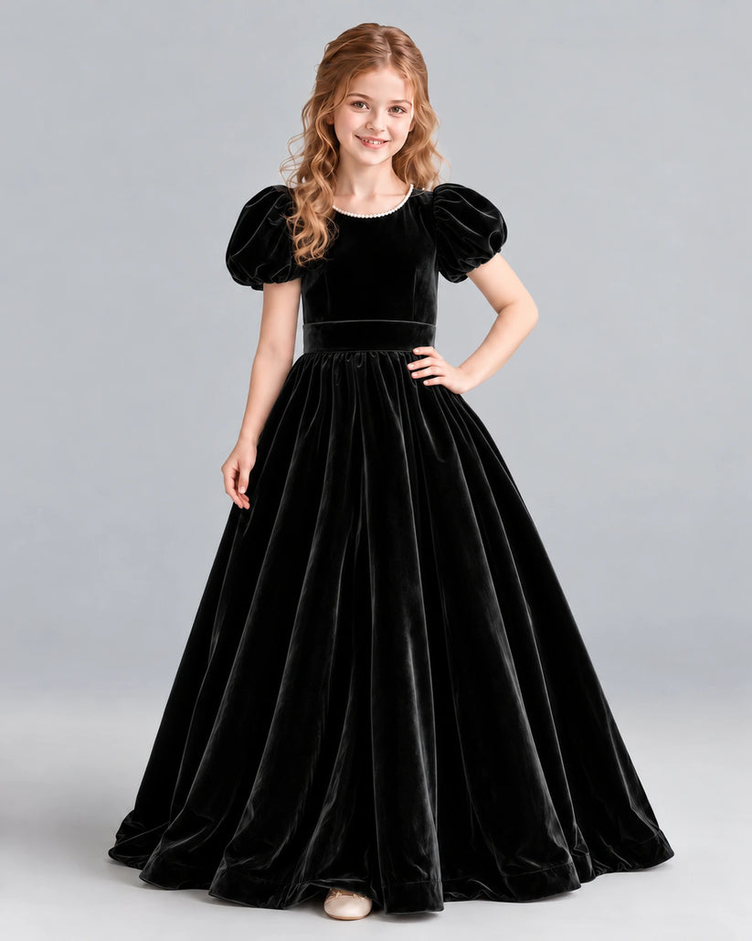 Black Ball Gown Girls Formal Dress Front