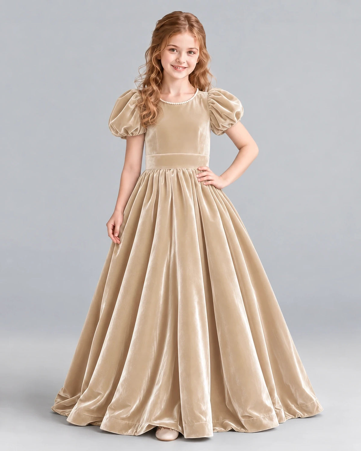 Champagne Ball Gown Girls Formal Dress Front