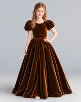 Chocolate Ball Gown Girls Formal Dress Front
