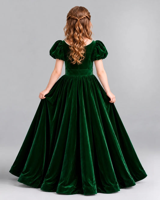 Dark Green Ball Gown Girls Formal Dress Back [Shared]